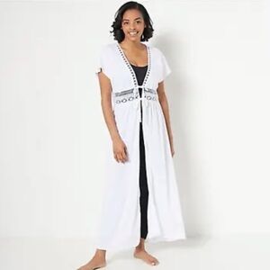 Nwot White Coverup Belle by Kim Gravel Swimsuit Cover Up M/L